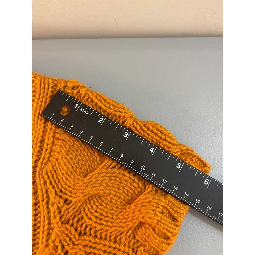 Banana Republic Mustard Orange Cable Knit Cashmere Wool Blend SS Sweater M Chic - Picture 7 of 9